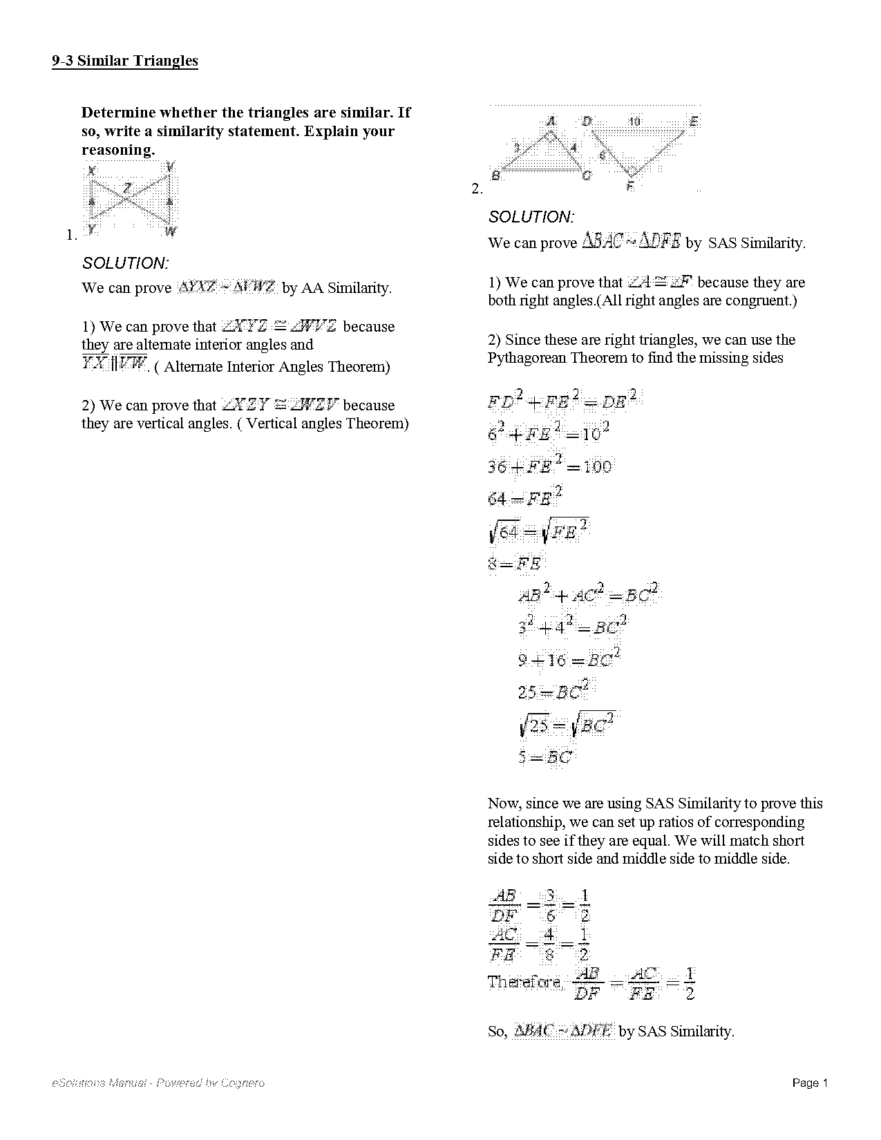 write a similarity statement comparing the three triangles