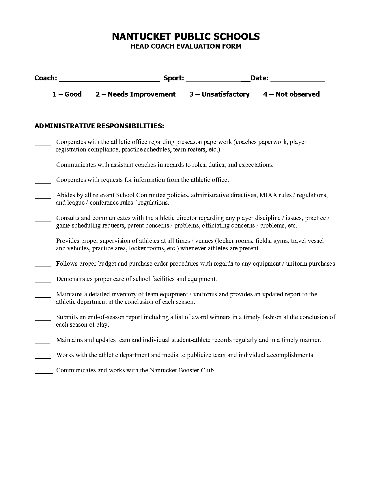 basketball coach self evaluation form