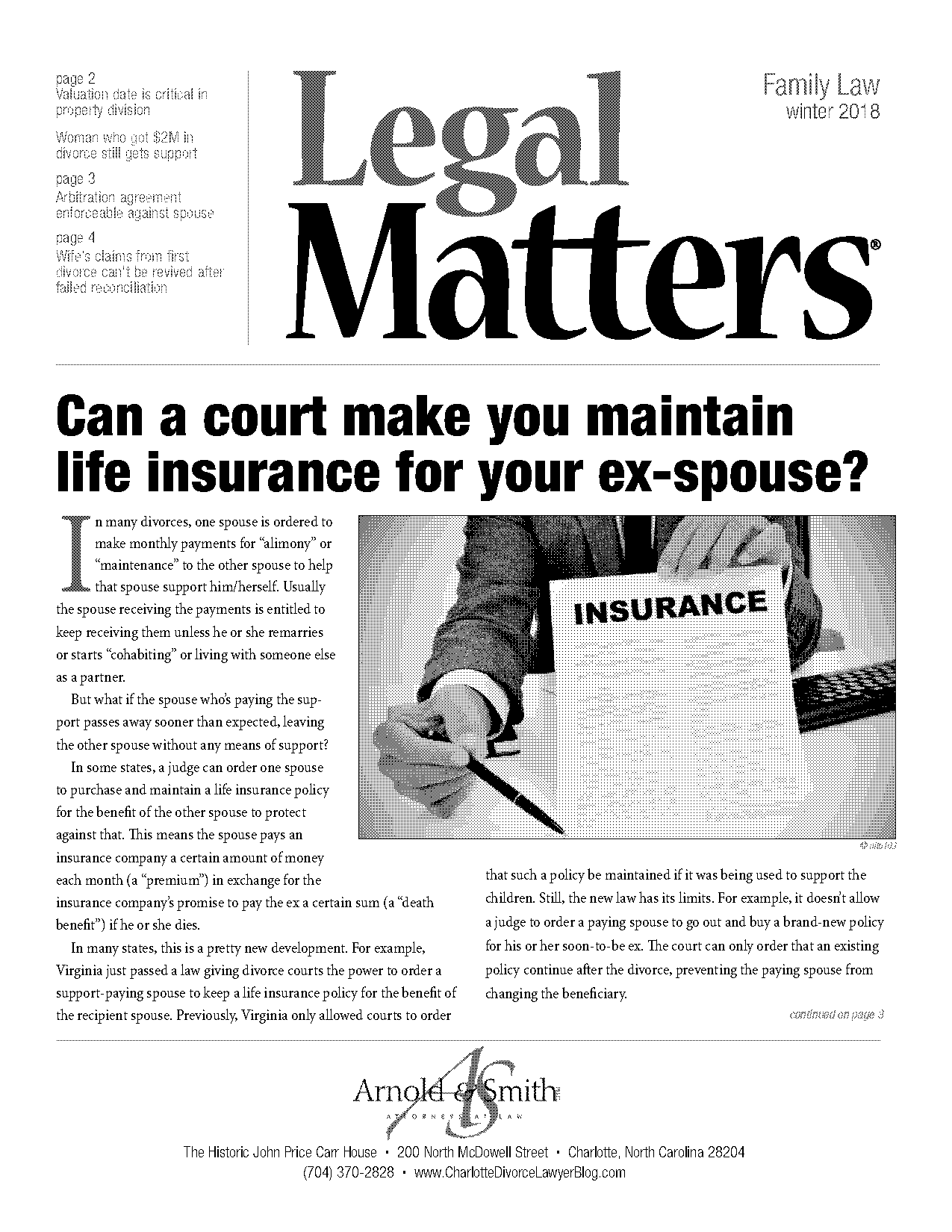 court ordered life insurance divorce