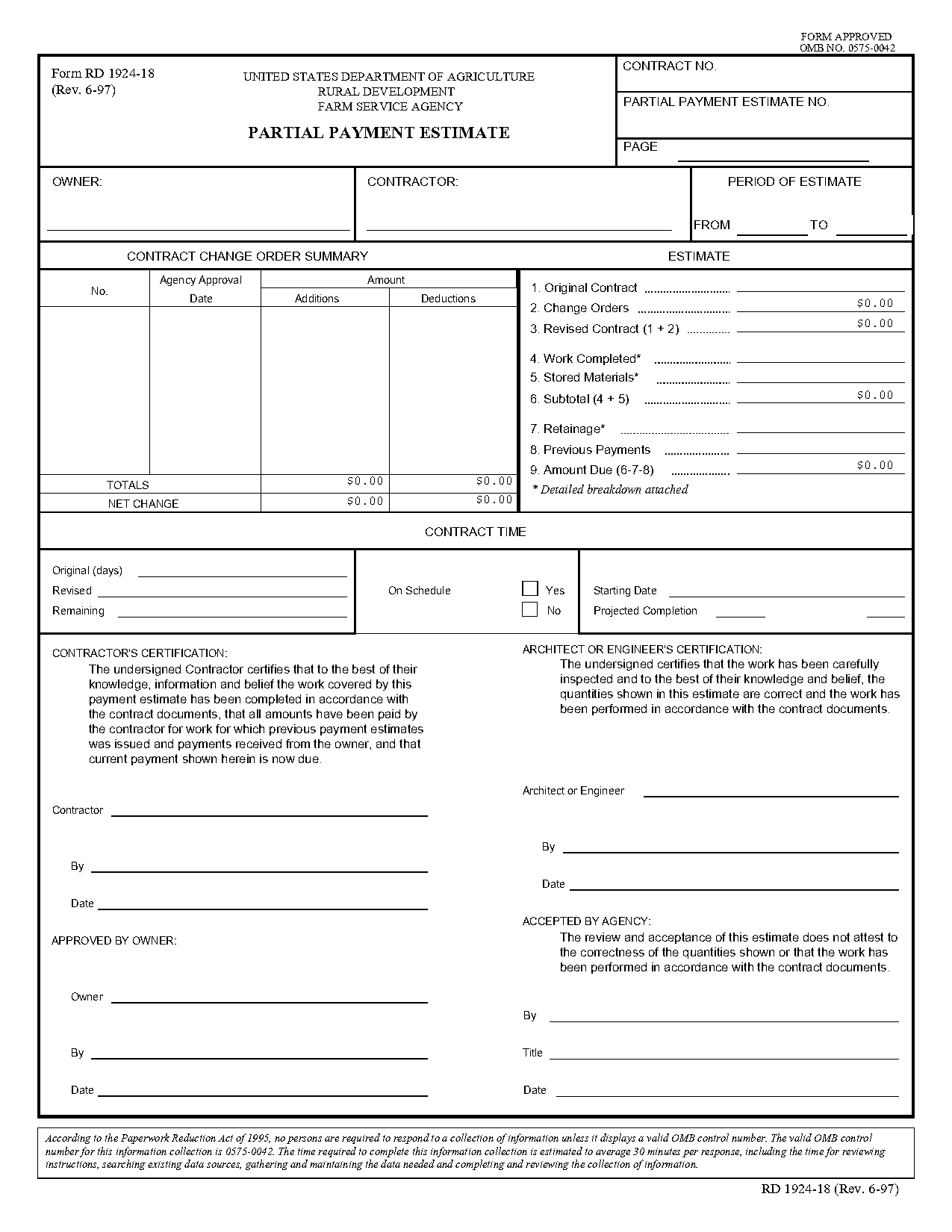 form for getting estimates from contractors