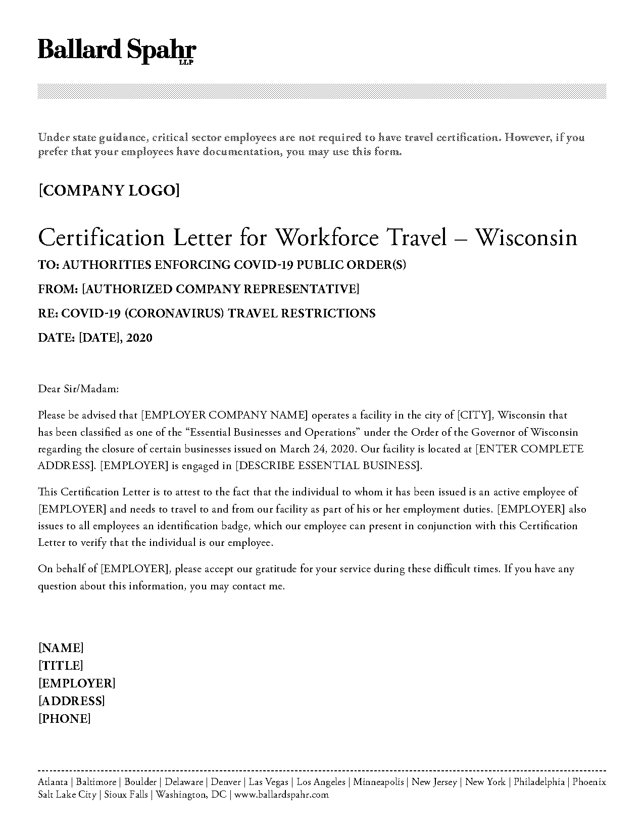 covid travel to work letter