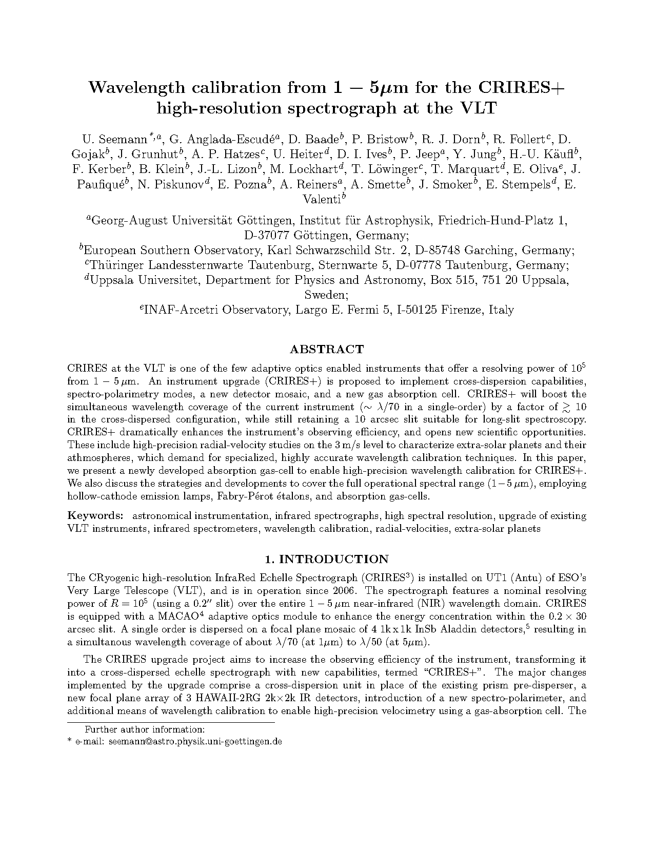 gas cell wavelength reference