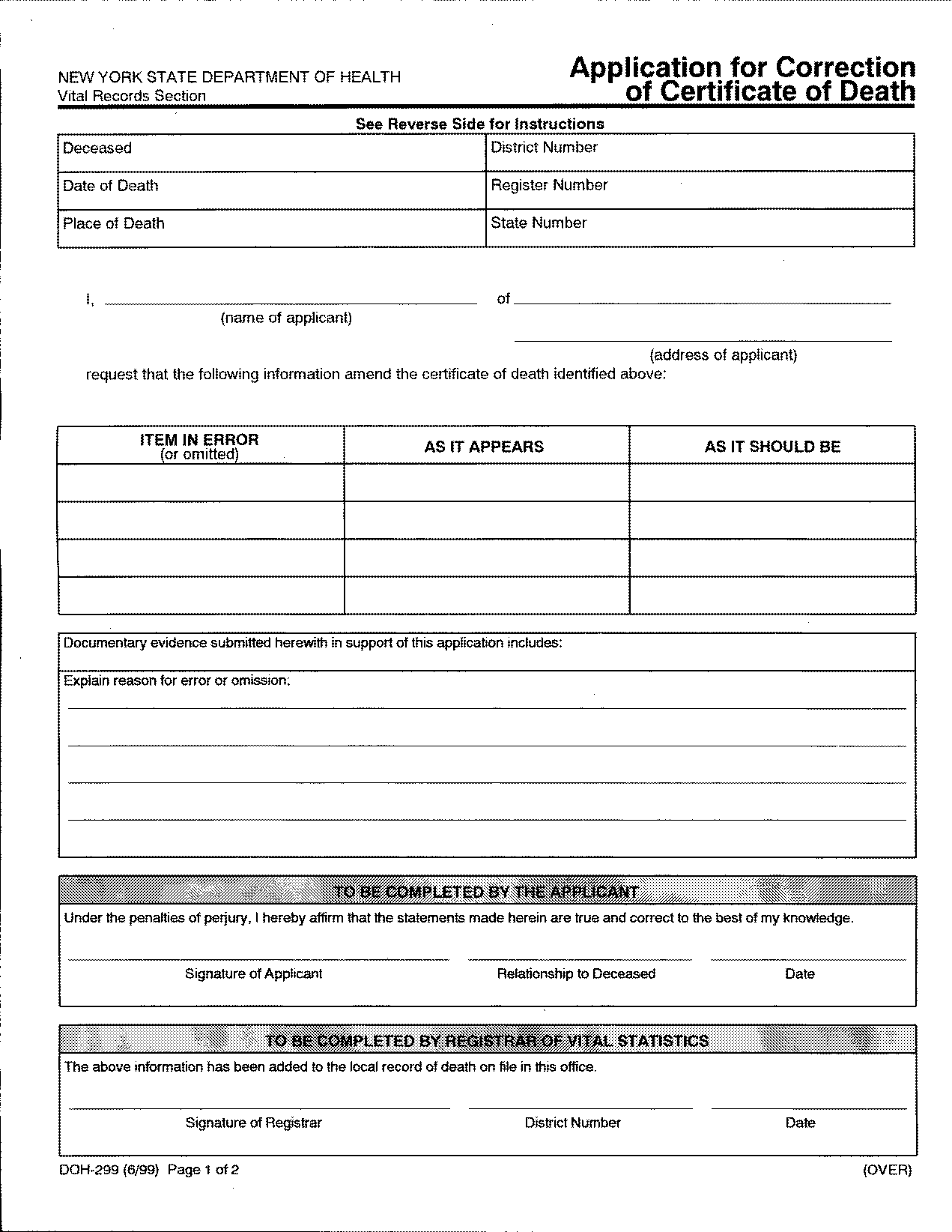 death certificate nyc application