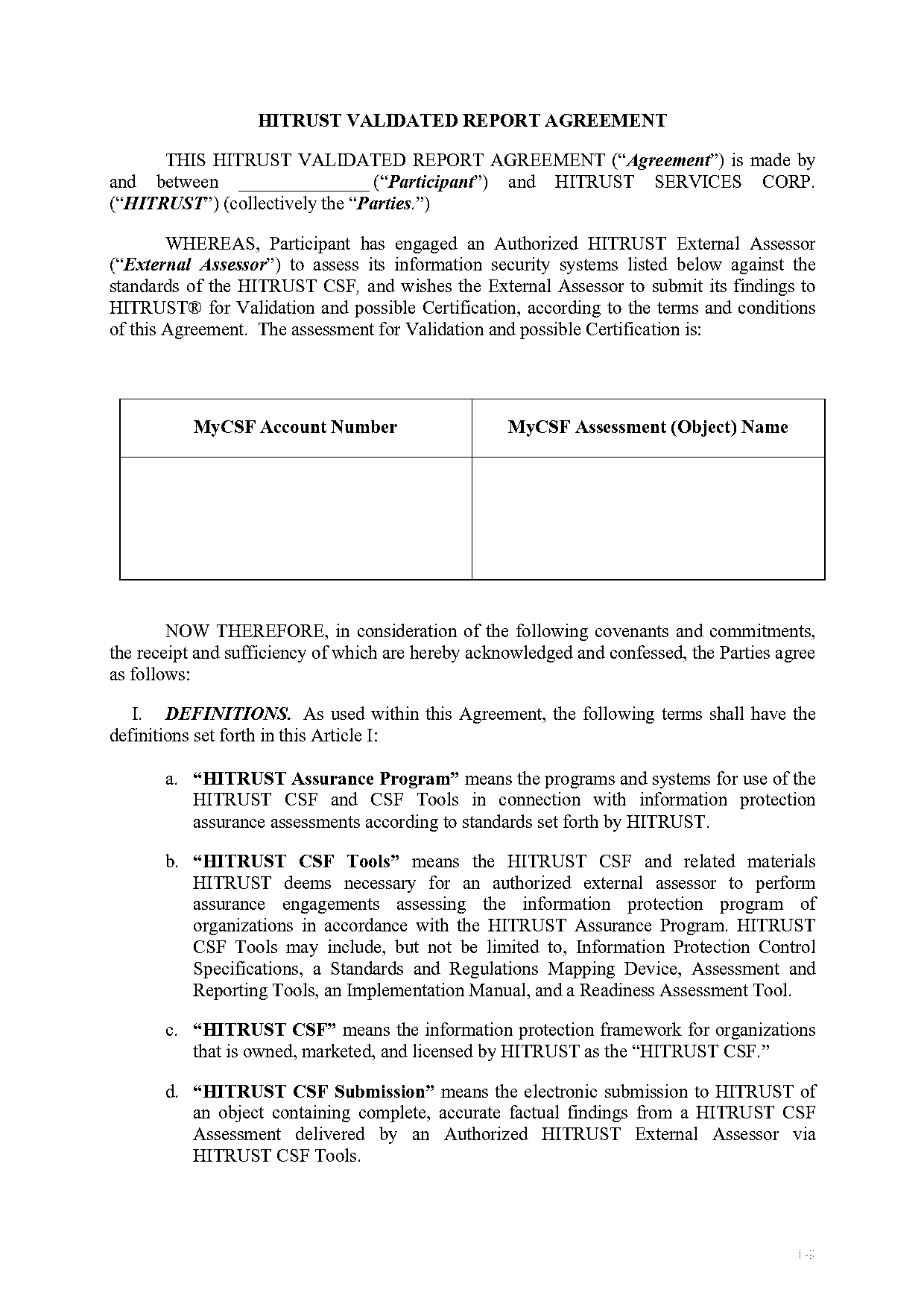 hitrust csf assurance program requirements