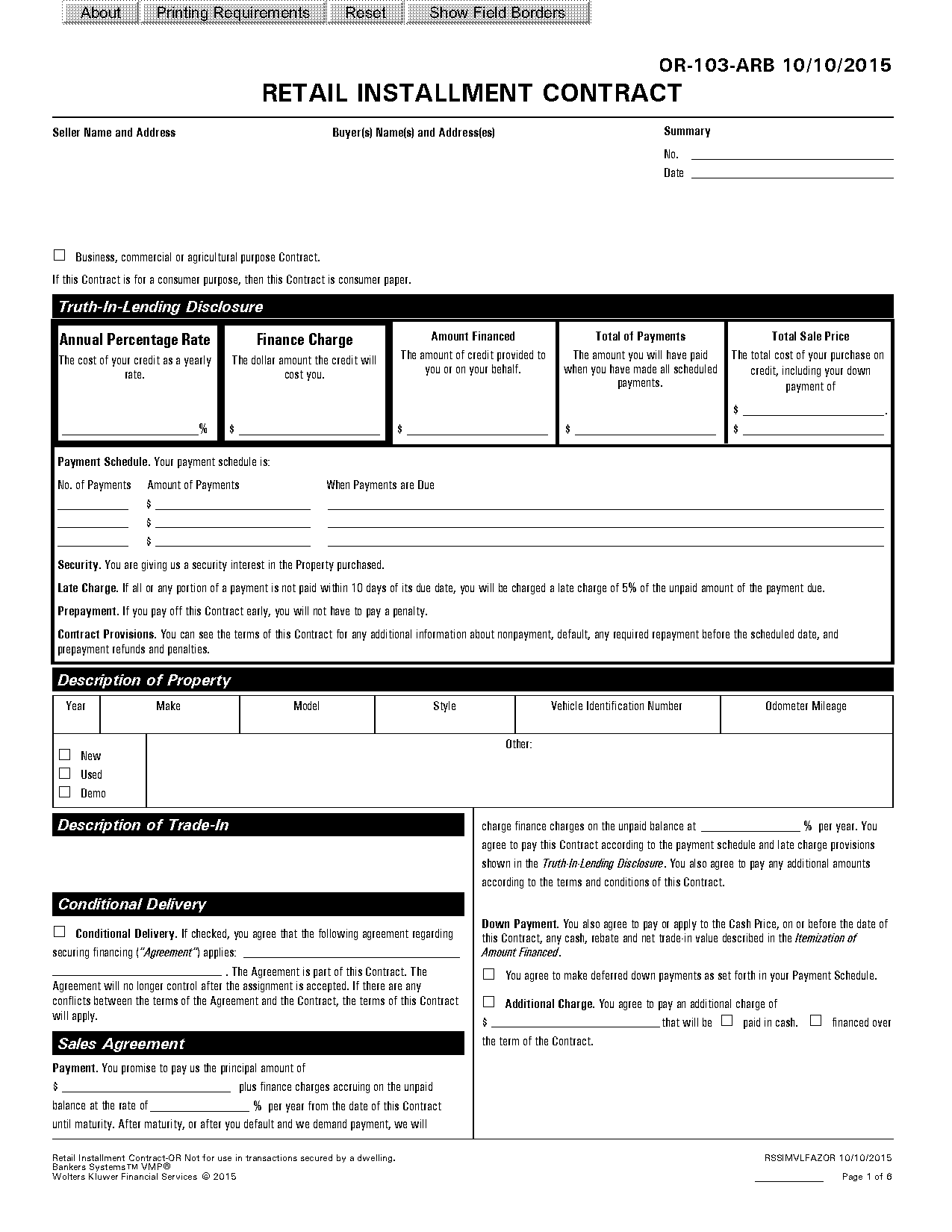 retail installment contract template