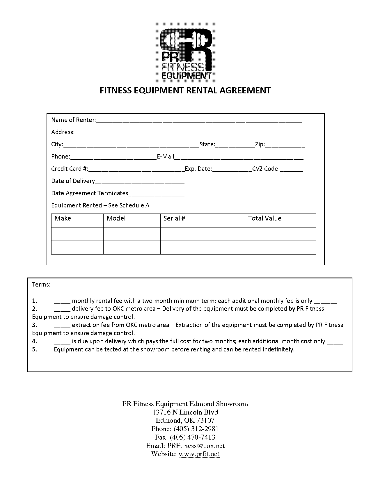 machinery rental agreement sample