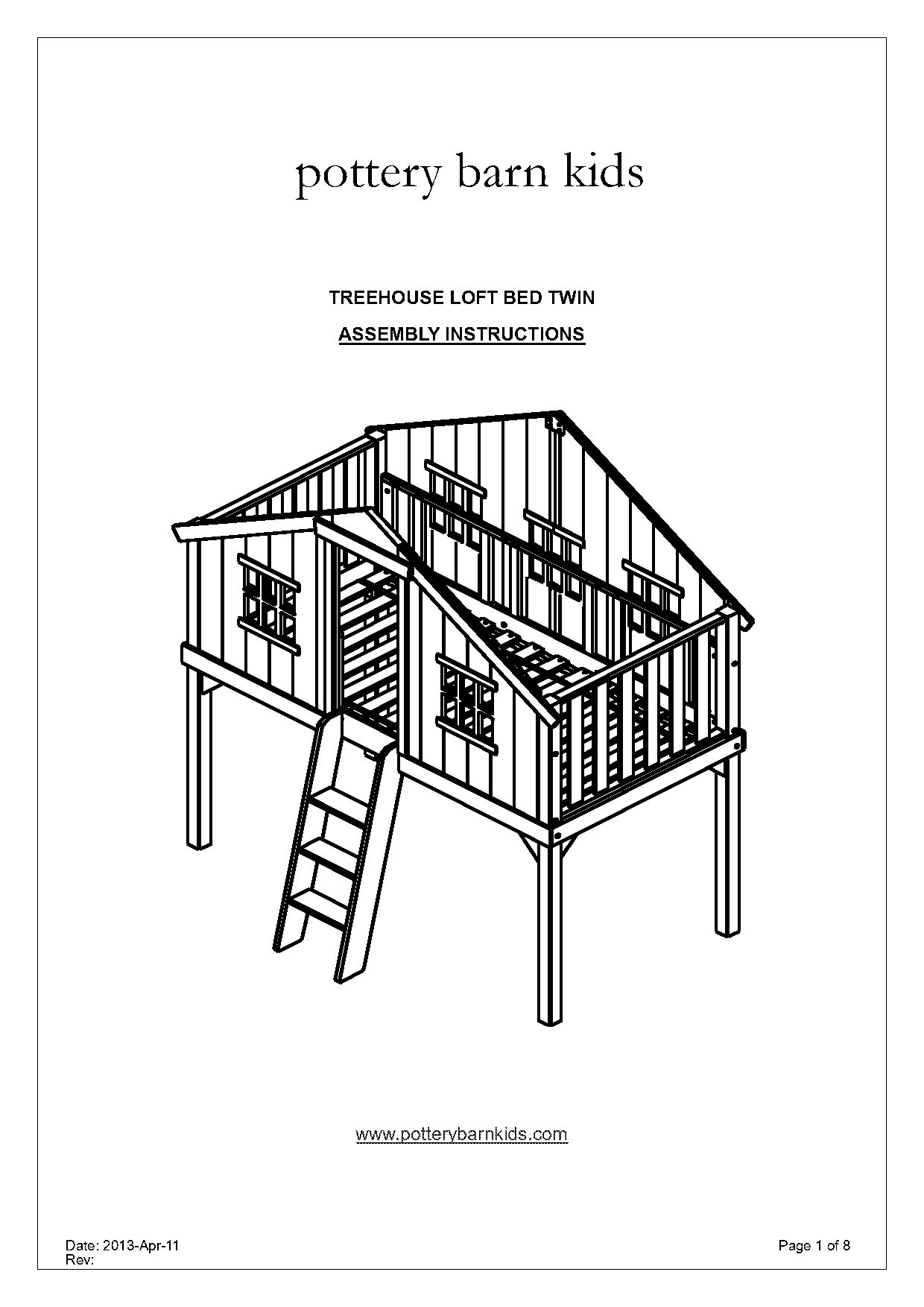 kids pottery barn treehouse loft bed instructions