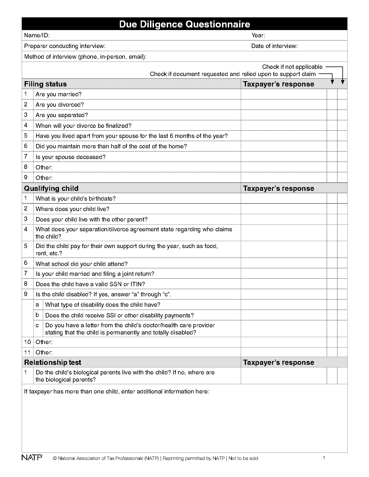 due diligence questionnaire for eitc