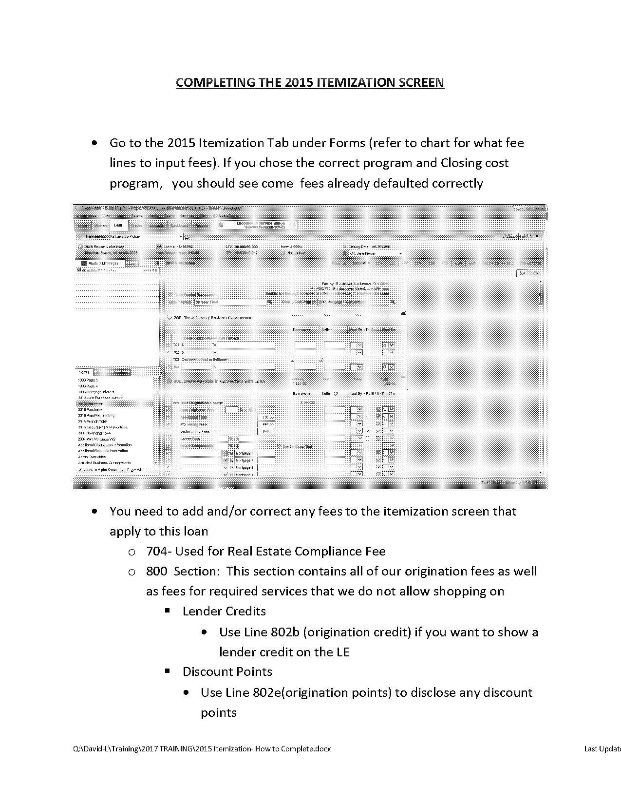 disclose seller obligated fees on the le