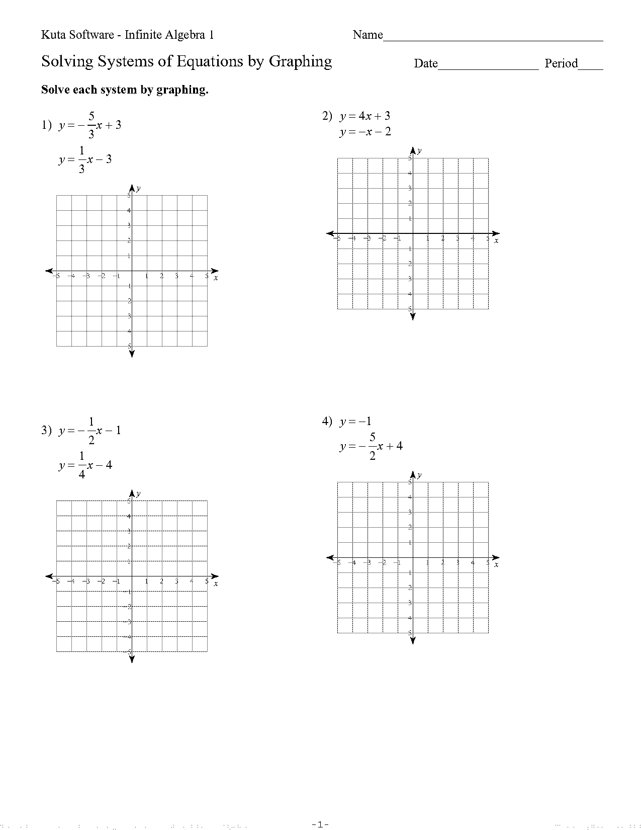 graphing systems of equation worksheet