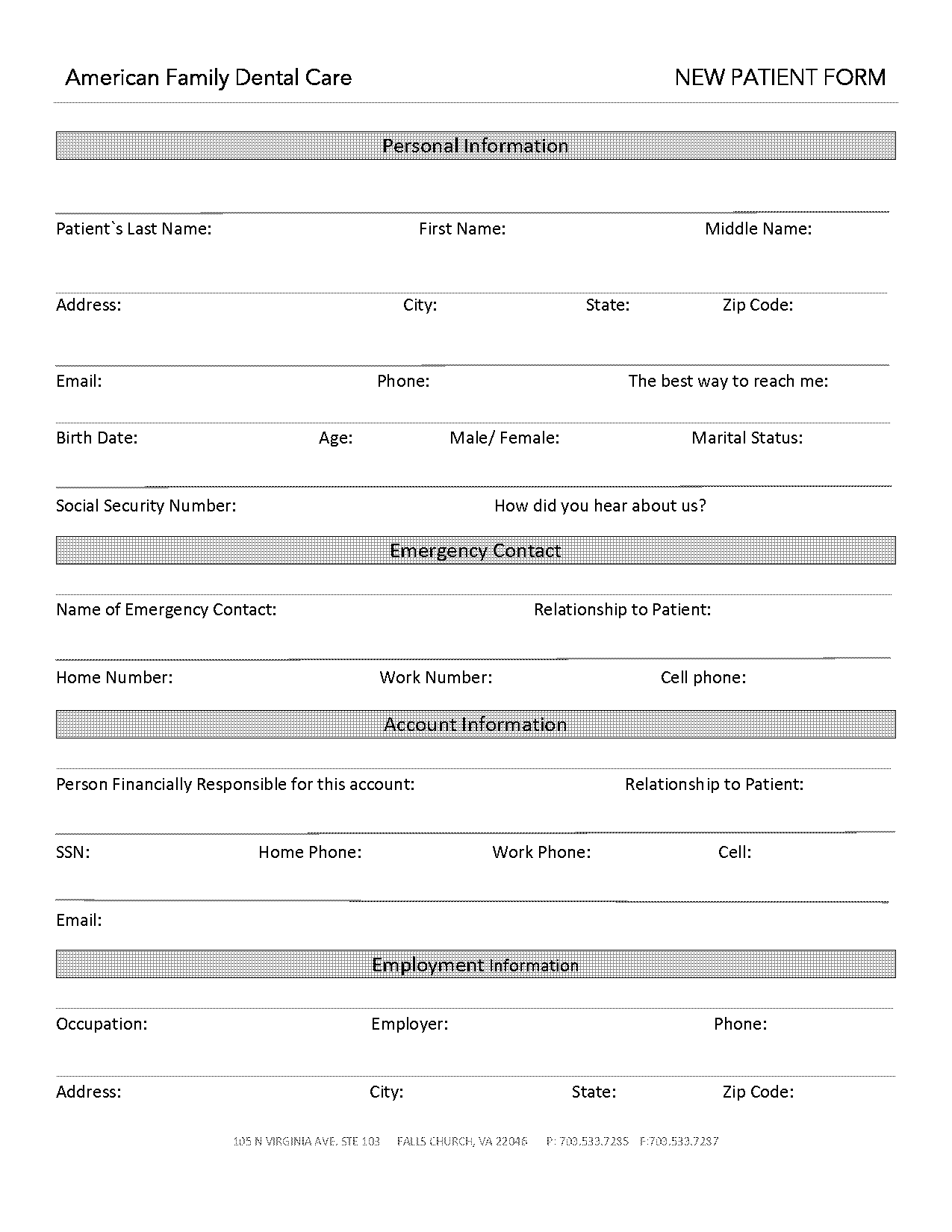 dental new patient form