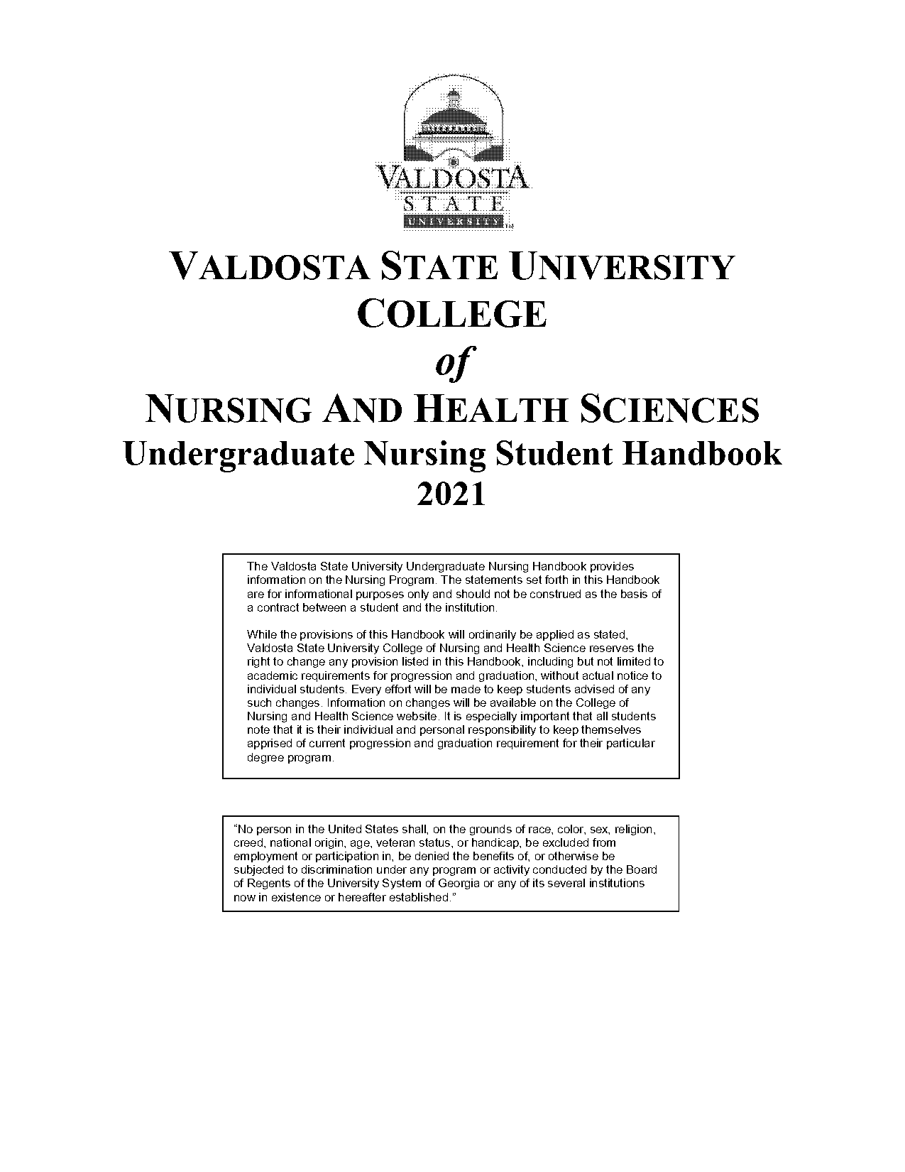 valdosta state nursing handbook