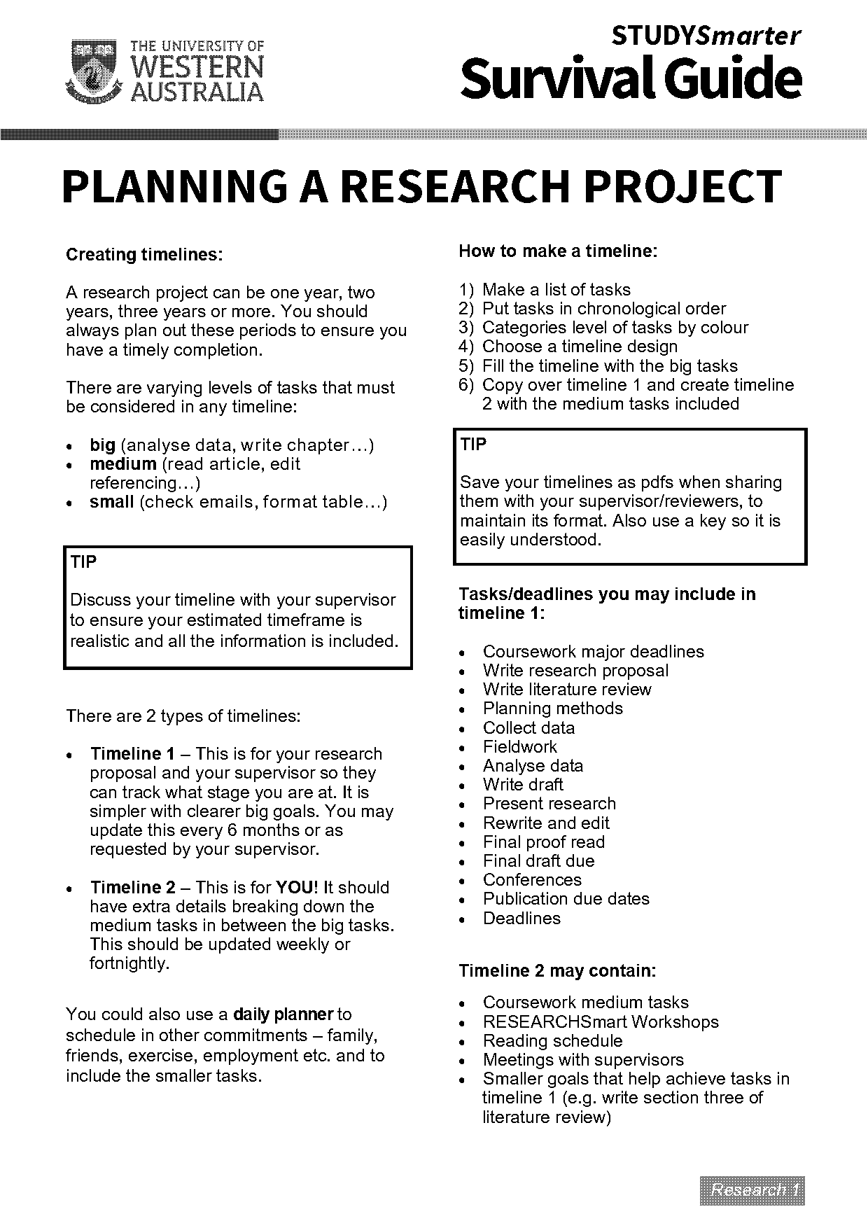 research project timetable template