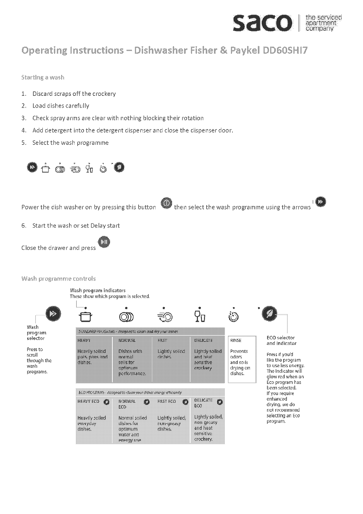 fisher paykel dishdrawer operating instructions