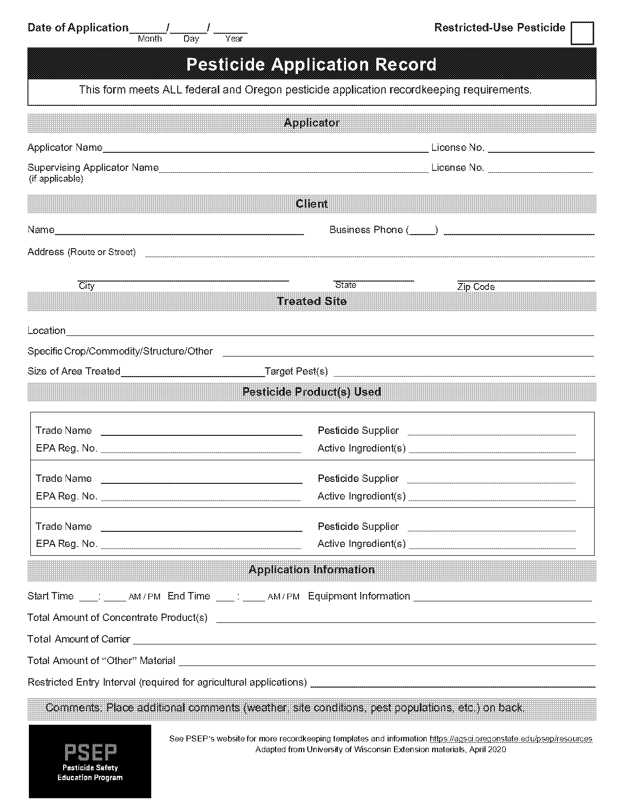 oregon pesticide license application