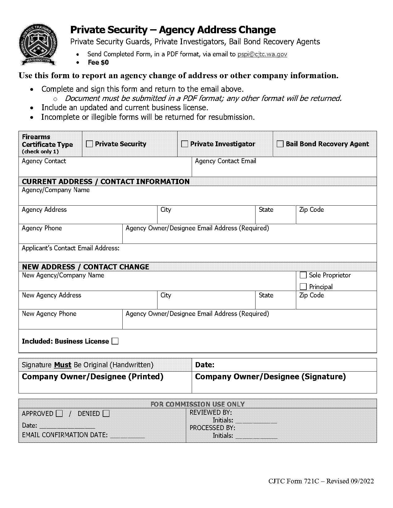 private security licence address change