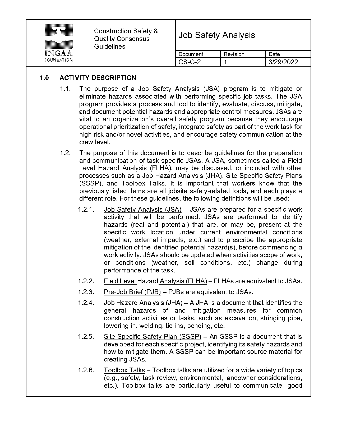 example job safety analysis for construction