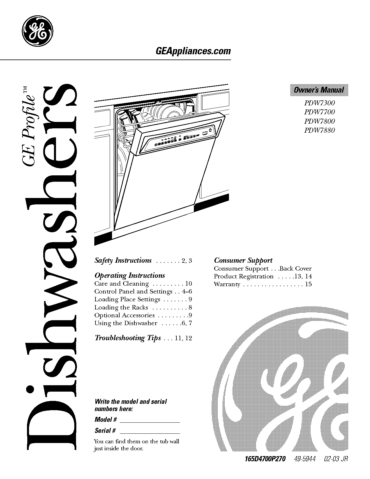 ge eterna series dryer manual