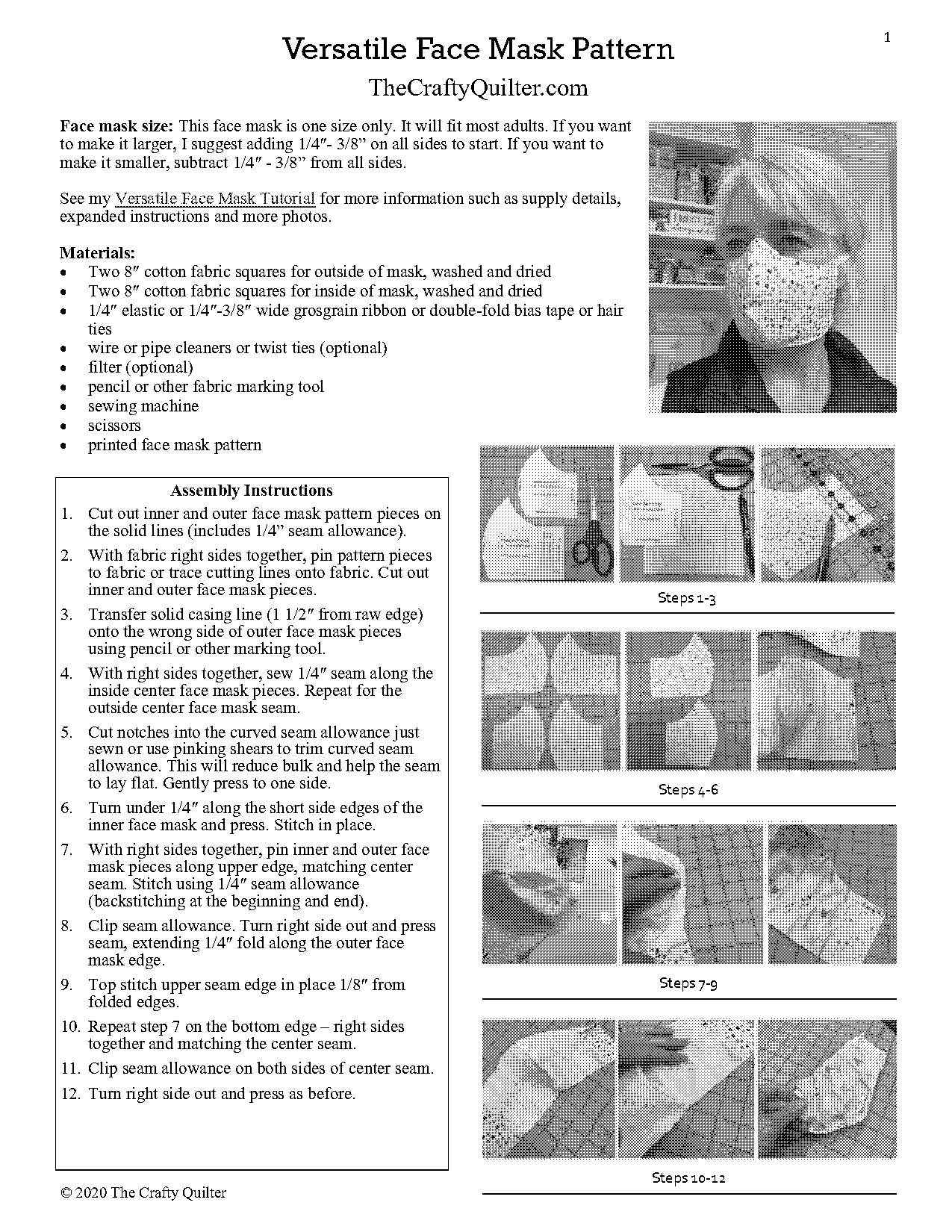 easy face mask template printable