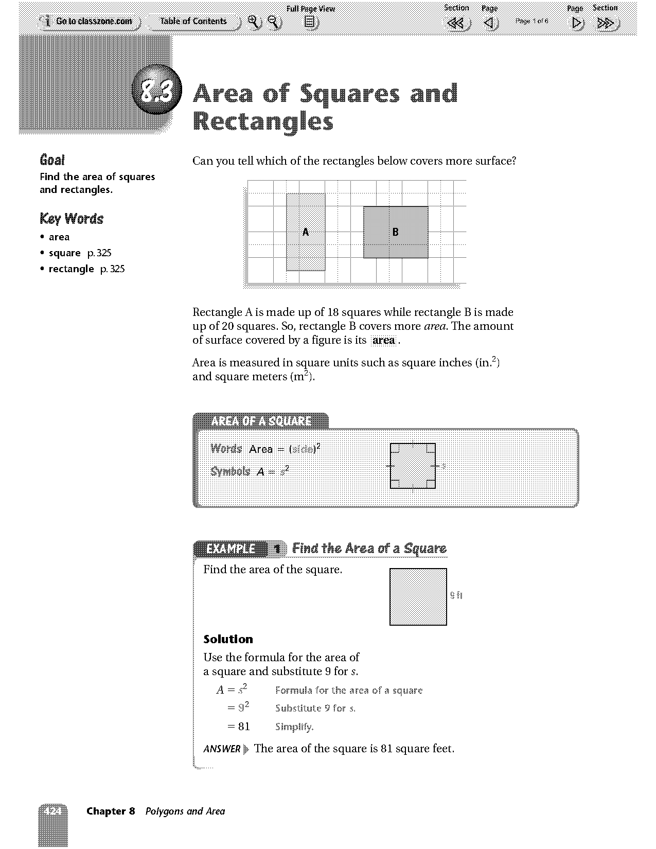 finding the area of a square and rectangle worksheet