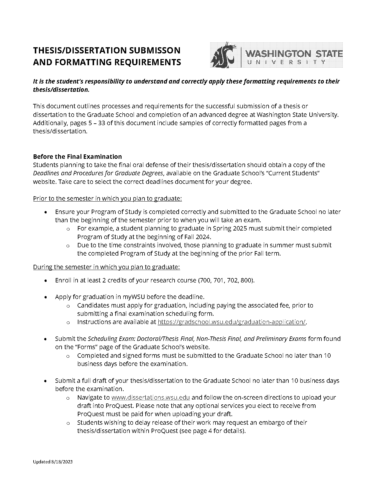 layout of table of contents for dissertation