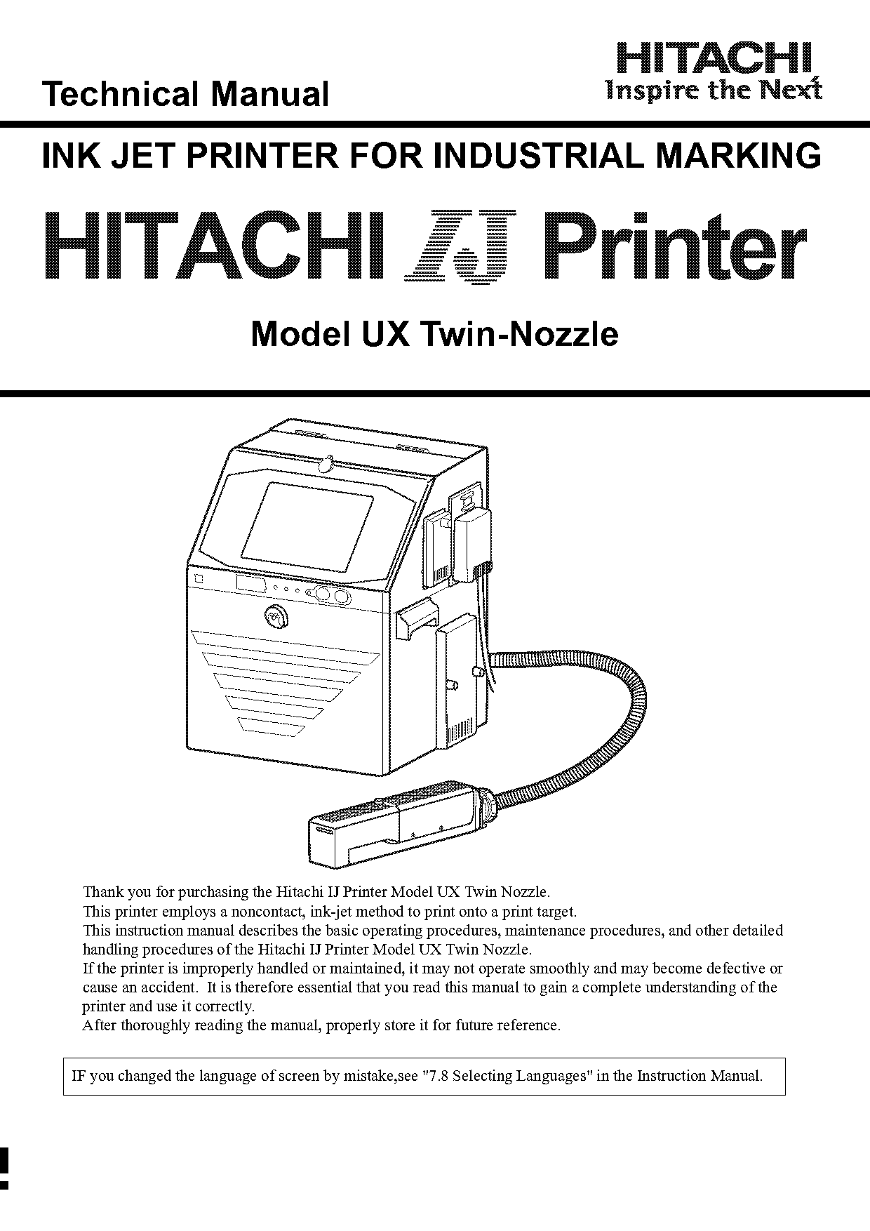 hitachi ij printer model pb manual