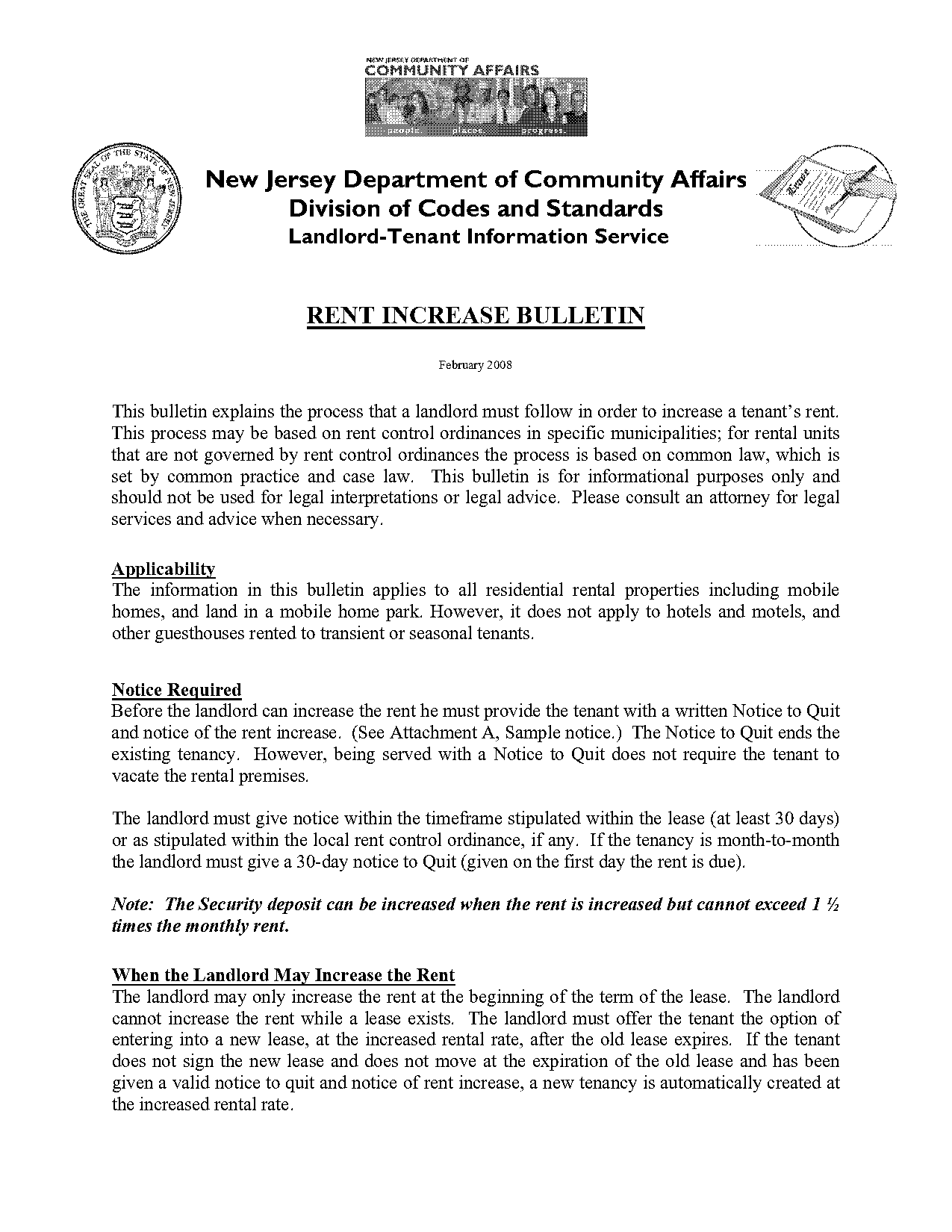 rent increase notice example