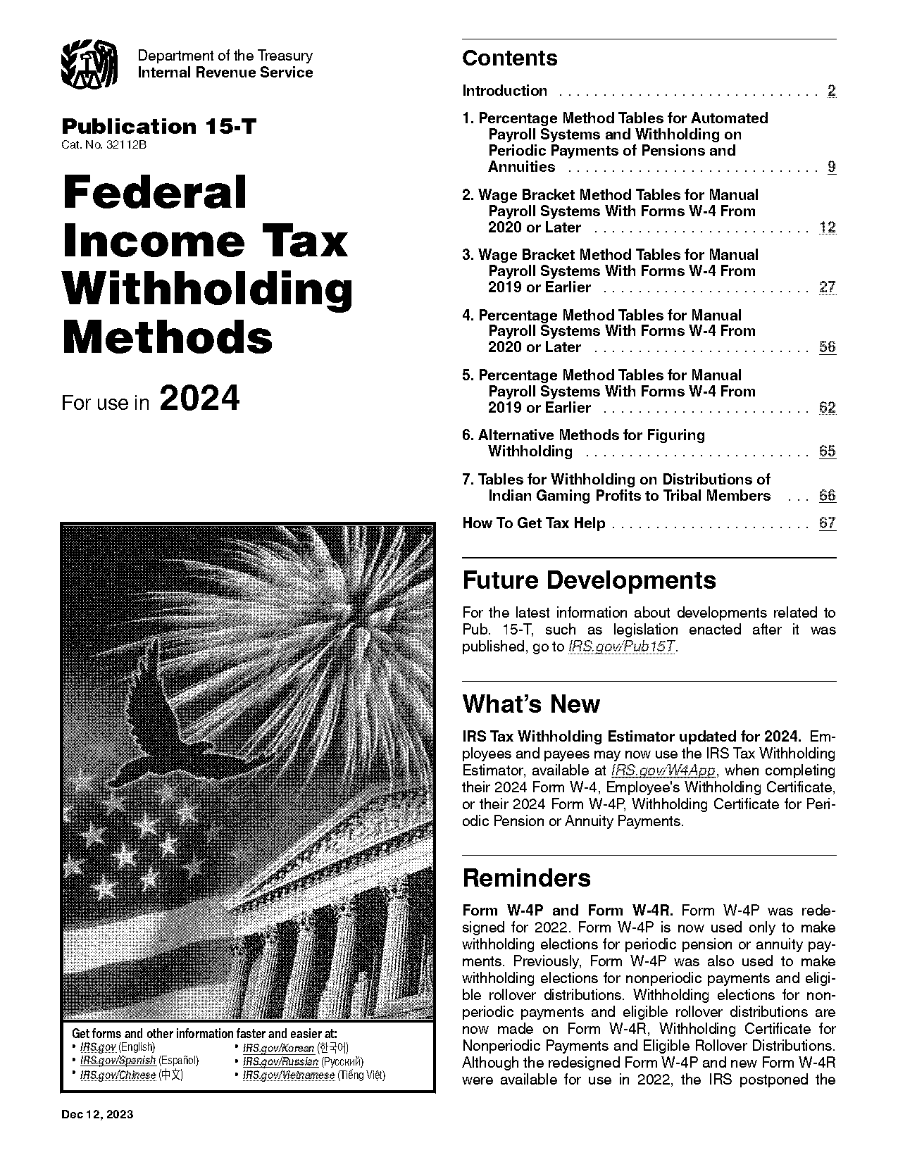 federal withholding tax table circular e