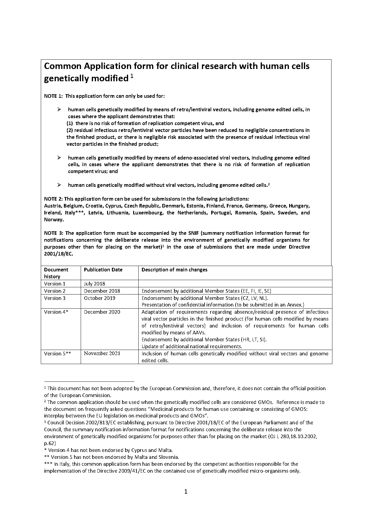 genetic modification request form