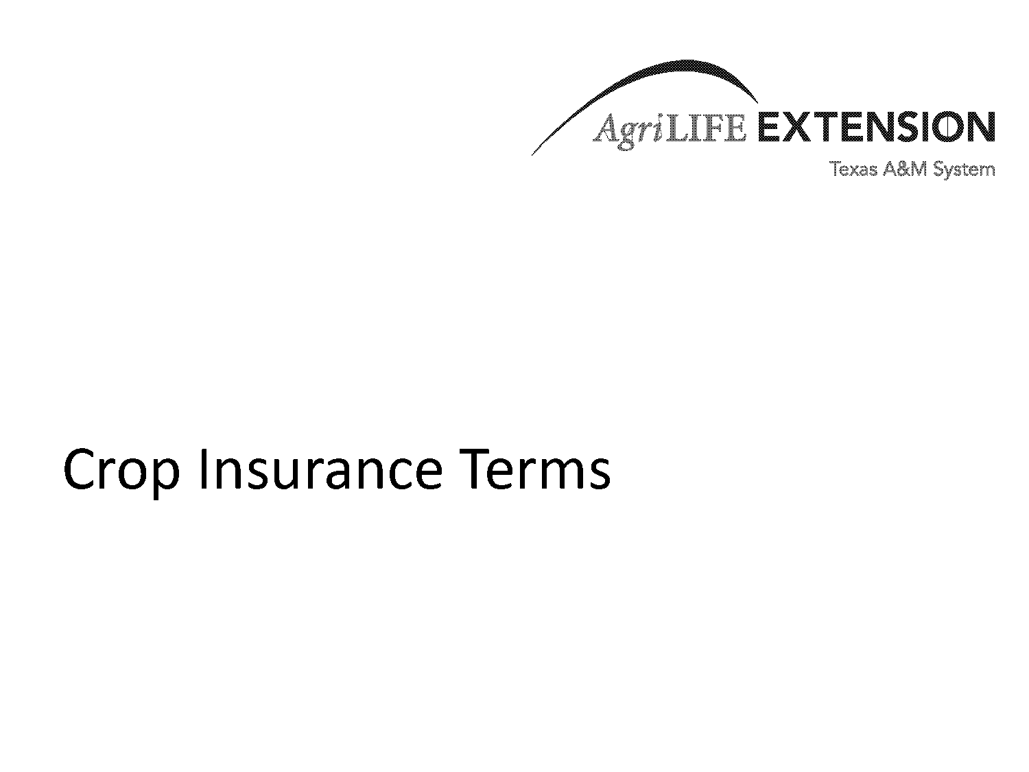 crop insurance terms and definitions