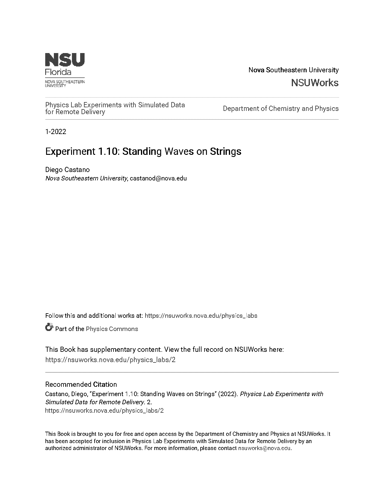 standing waves in a string lab report