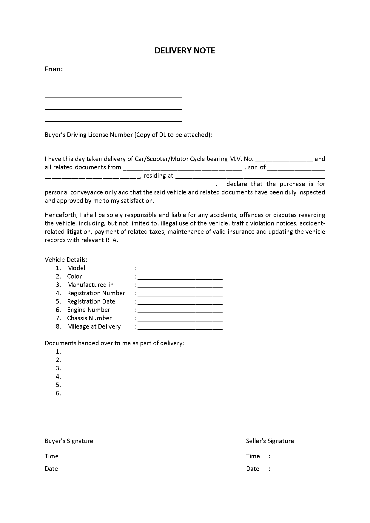 dispatch note template word