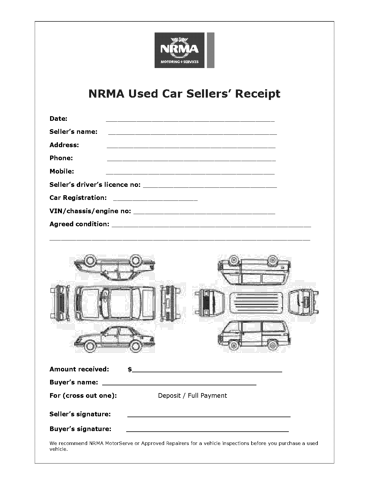 nrma second hand car receipt