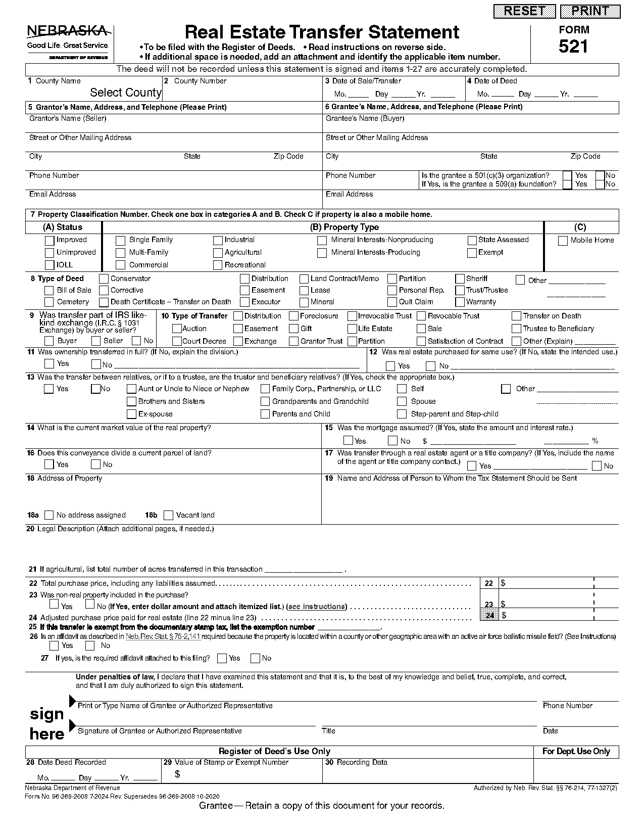 bill of sale real property