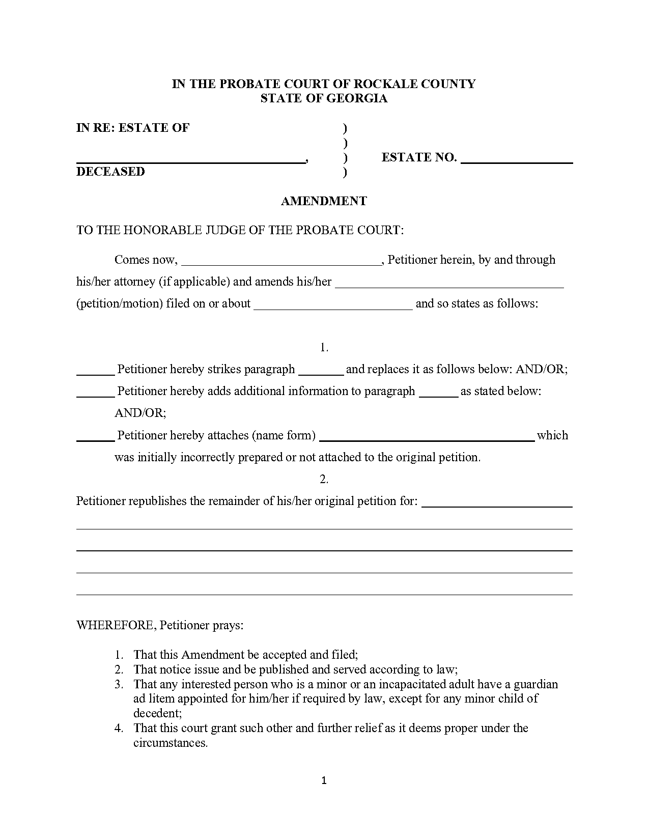 amendment to petition for probate