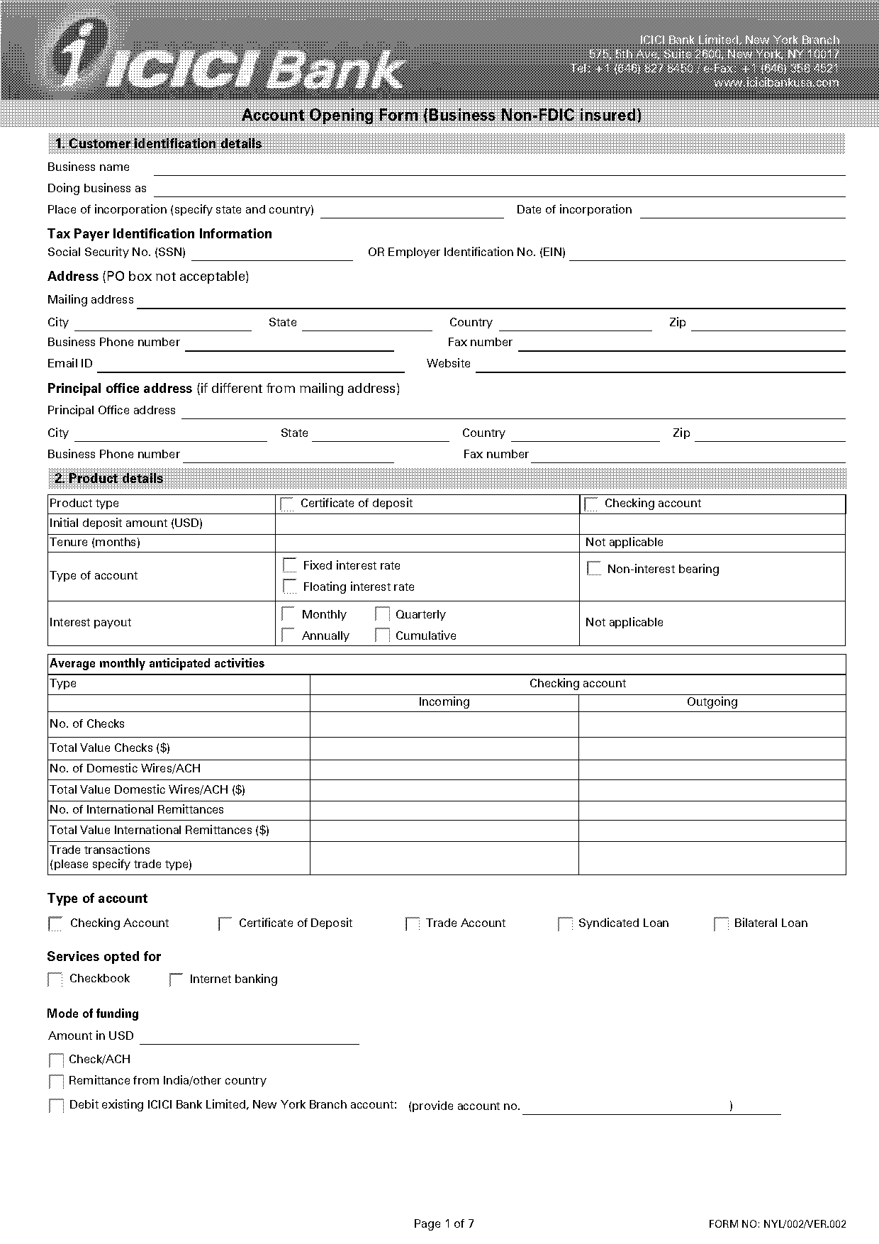 icici bank account opening documents required