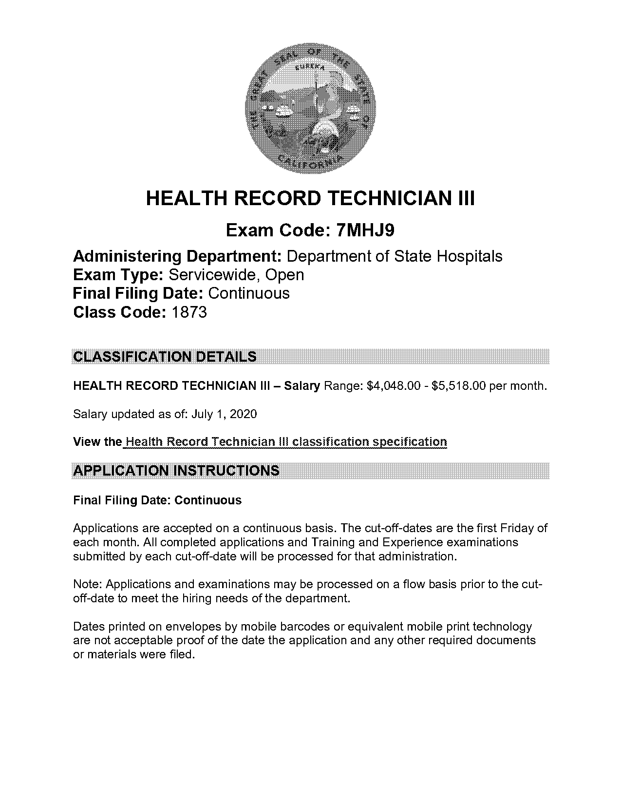 health records job description