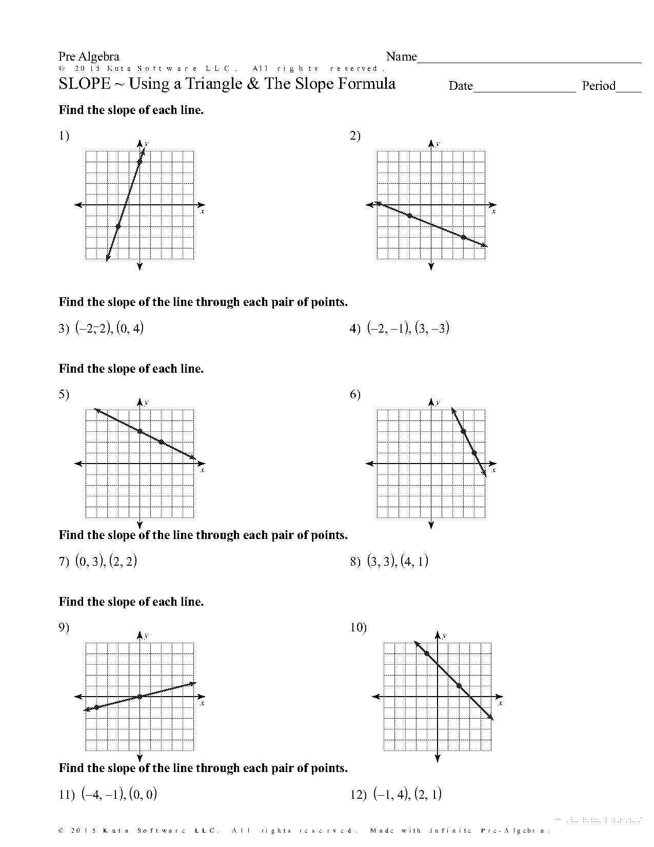 pre algebra slope worksheet answers