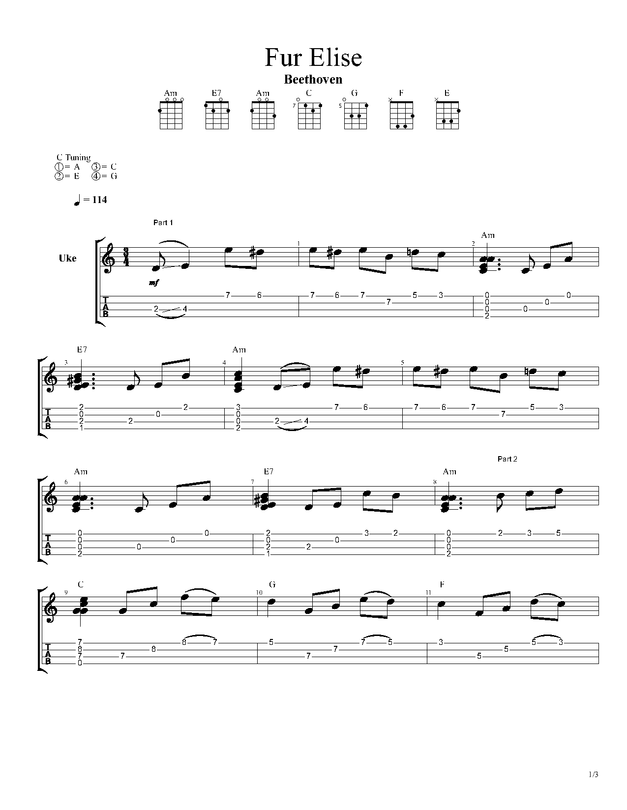 fur elise guitar sheet music pdf