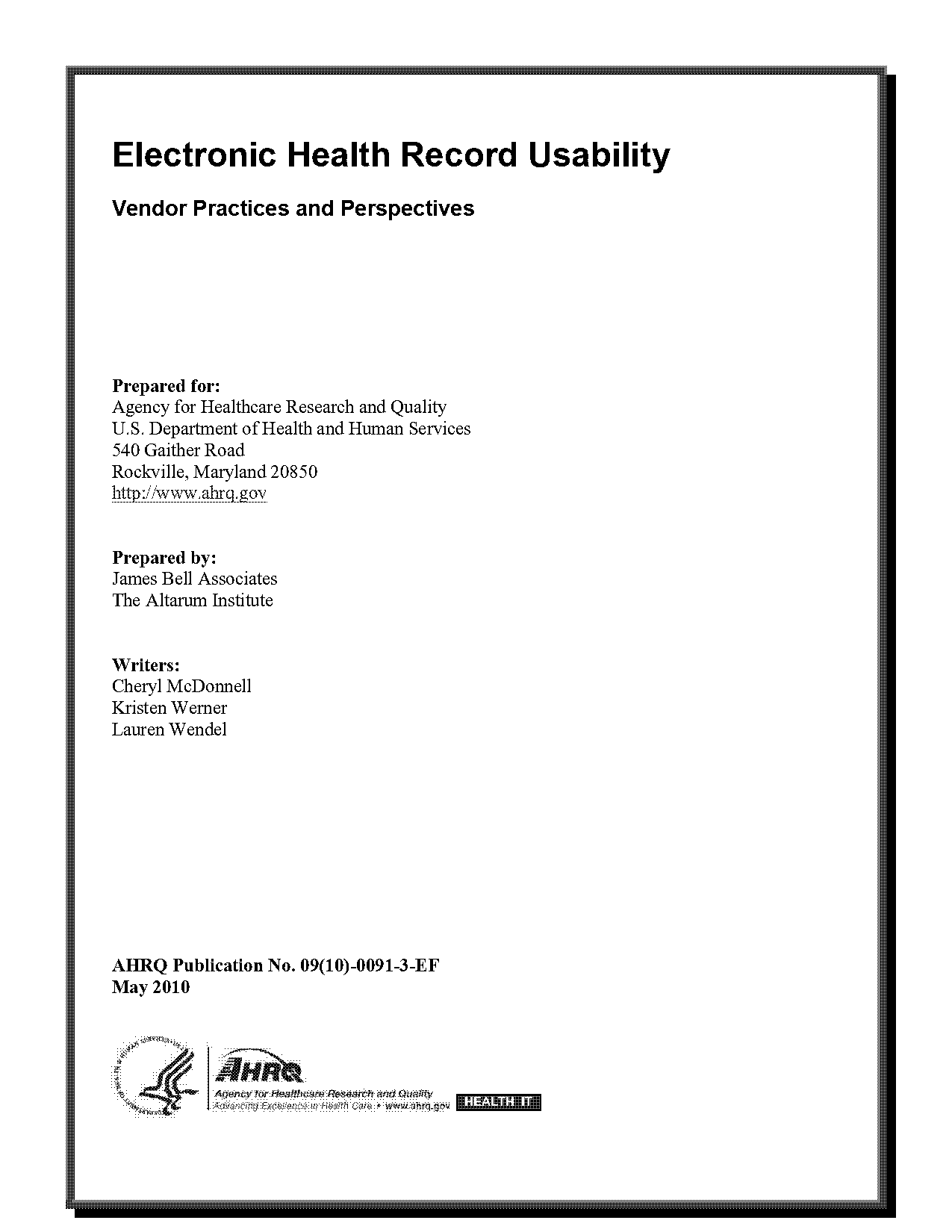 electronic health record usability vendor practices and perspectives