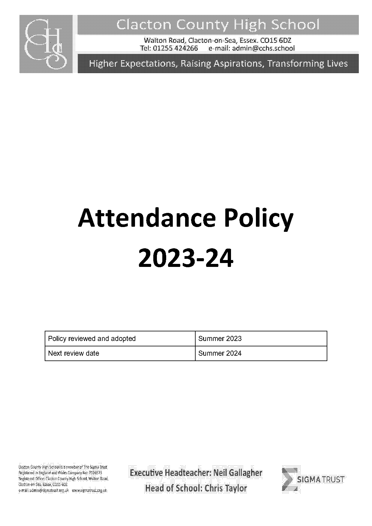 secondary school attendance policy uk