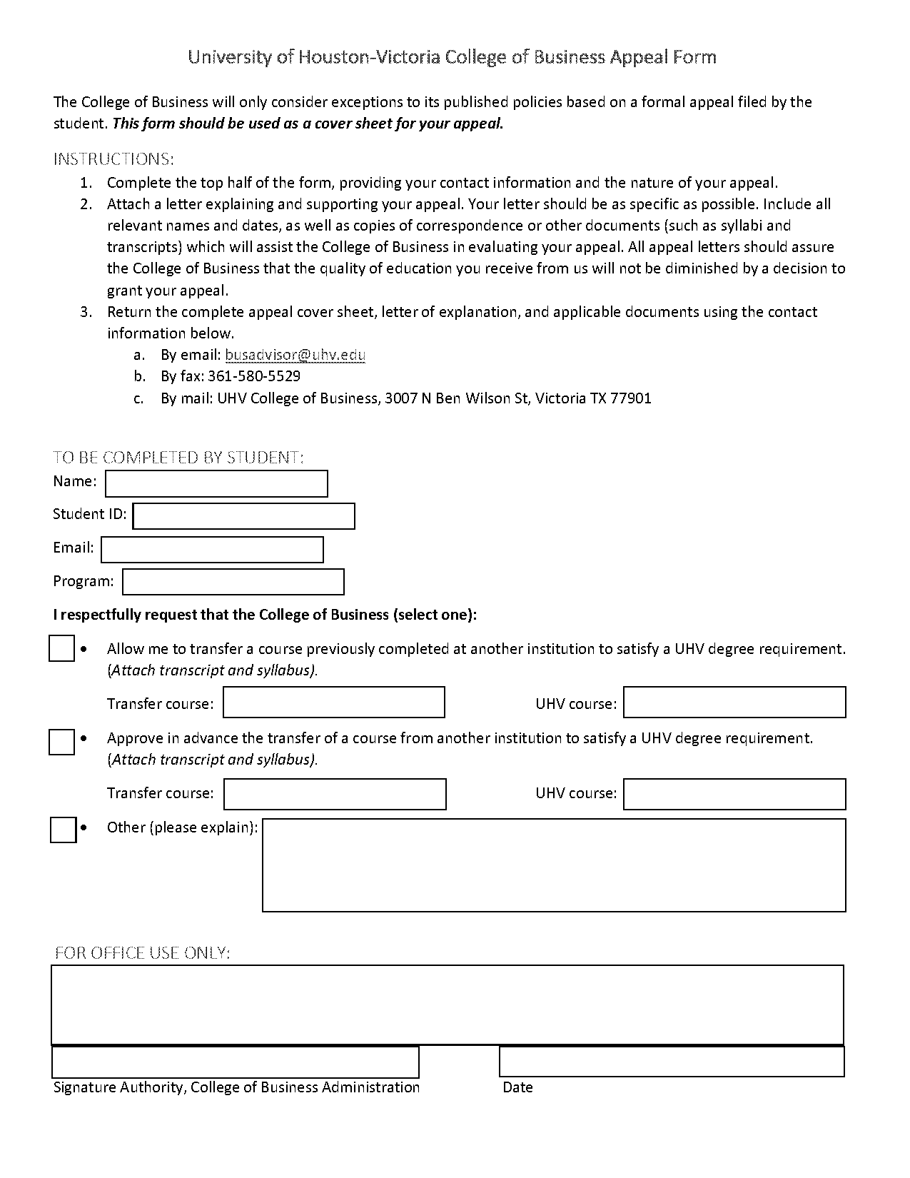 business format appeal letter