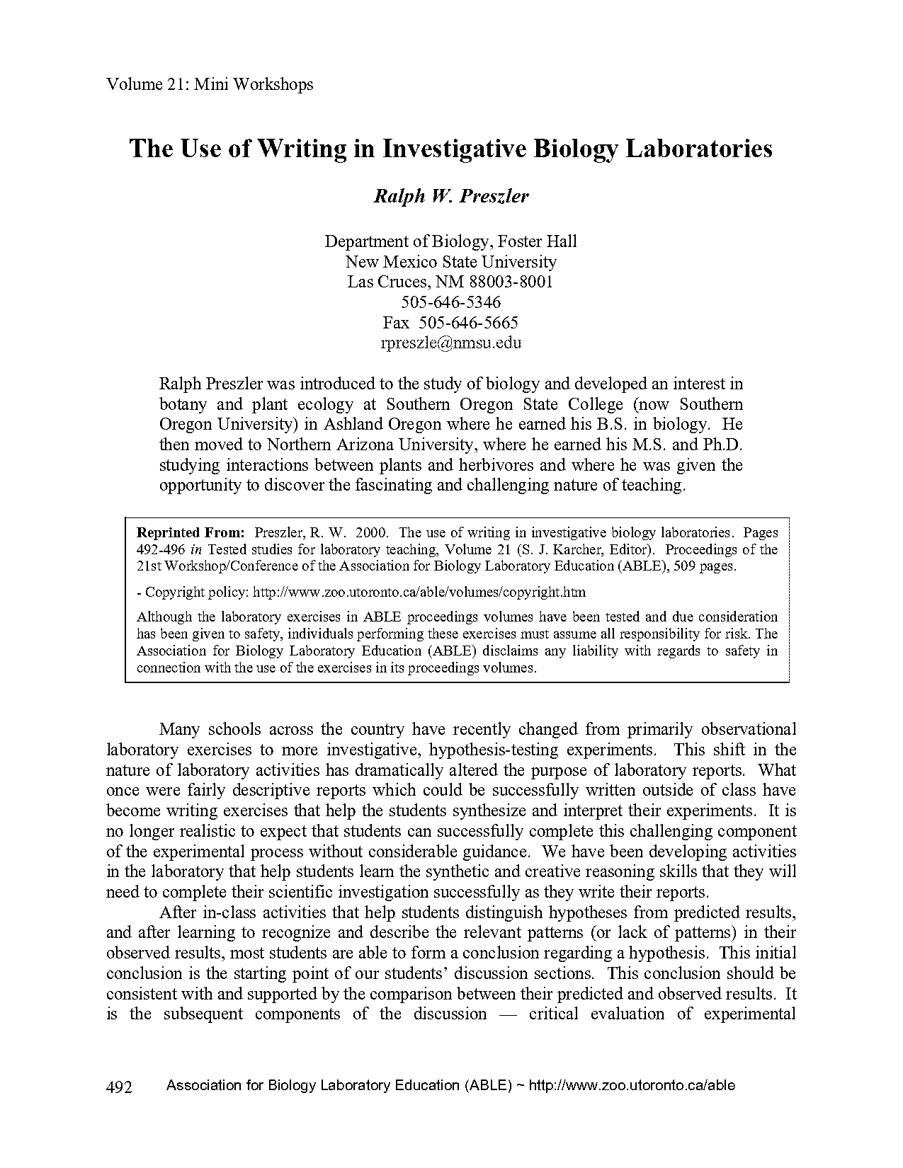 enzyme specificity lab report nmsu methods