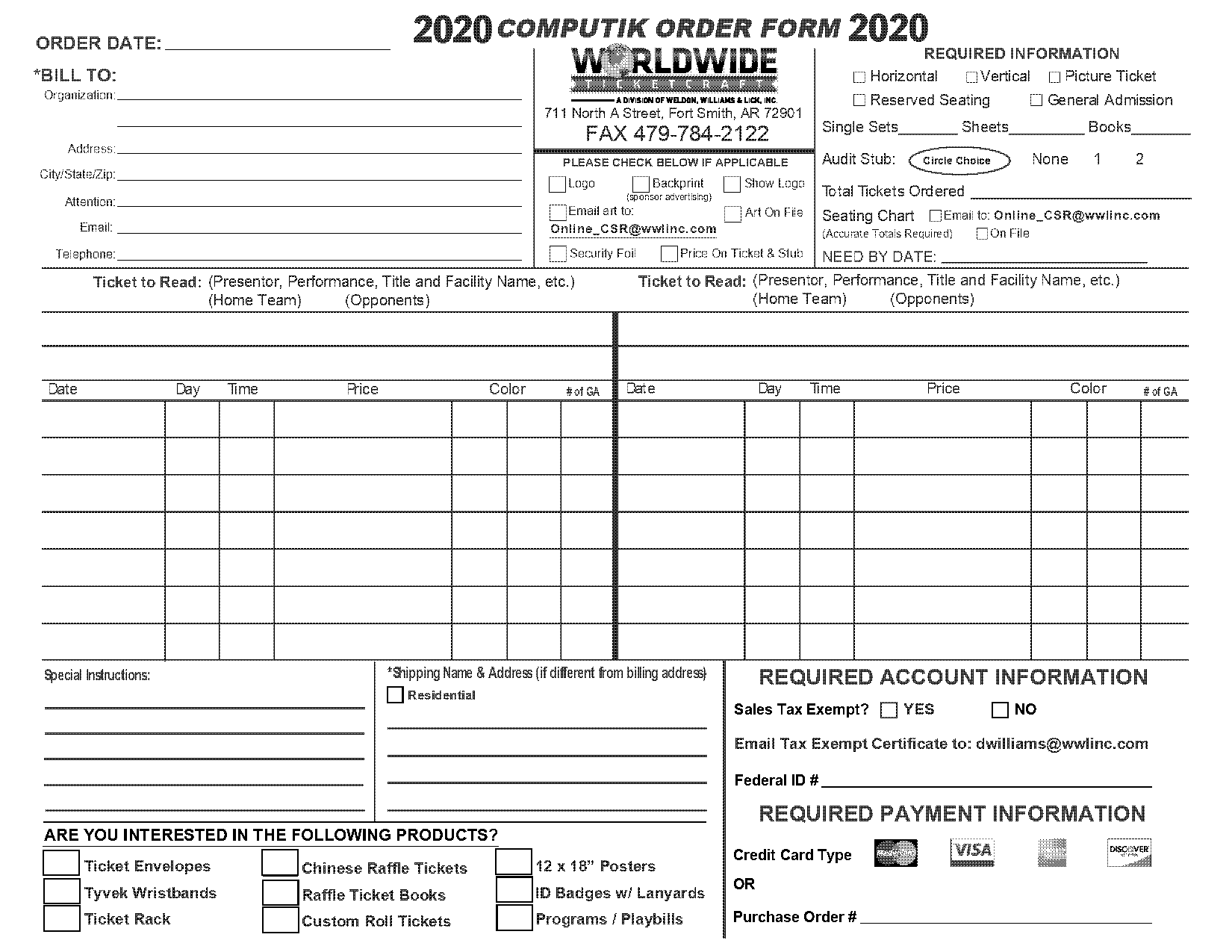 computik order form worldwide ticketcraft