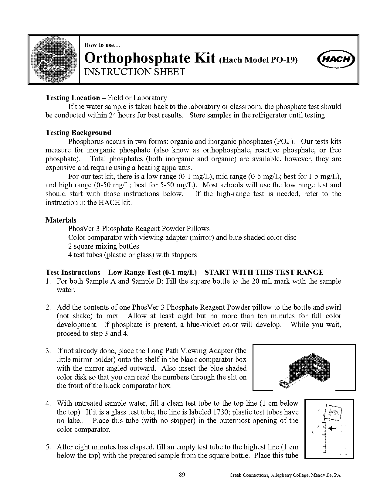 hach phosphate test kit instructions