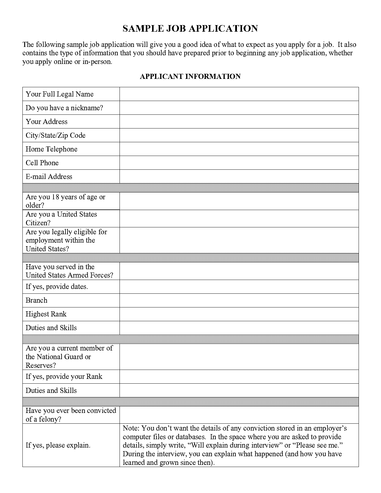 application for school job sample