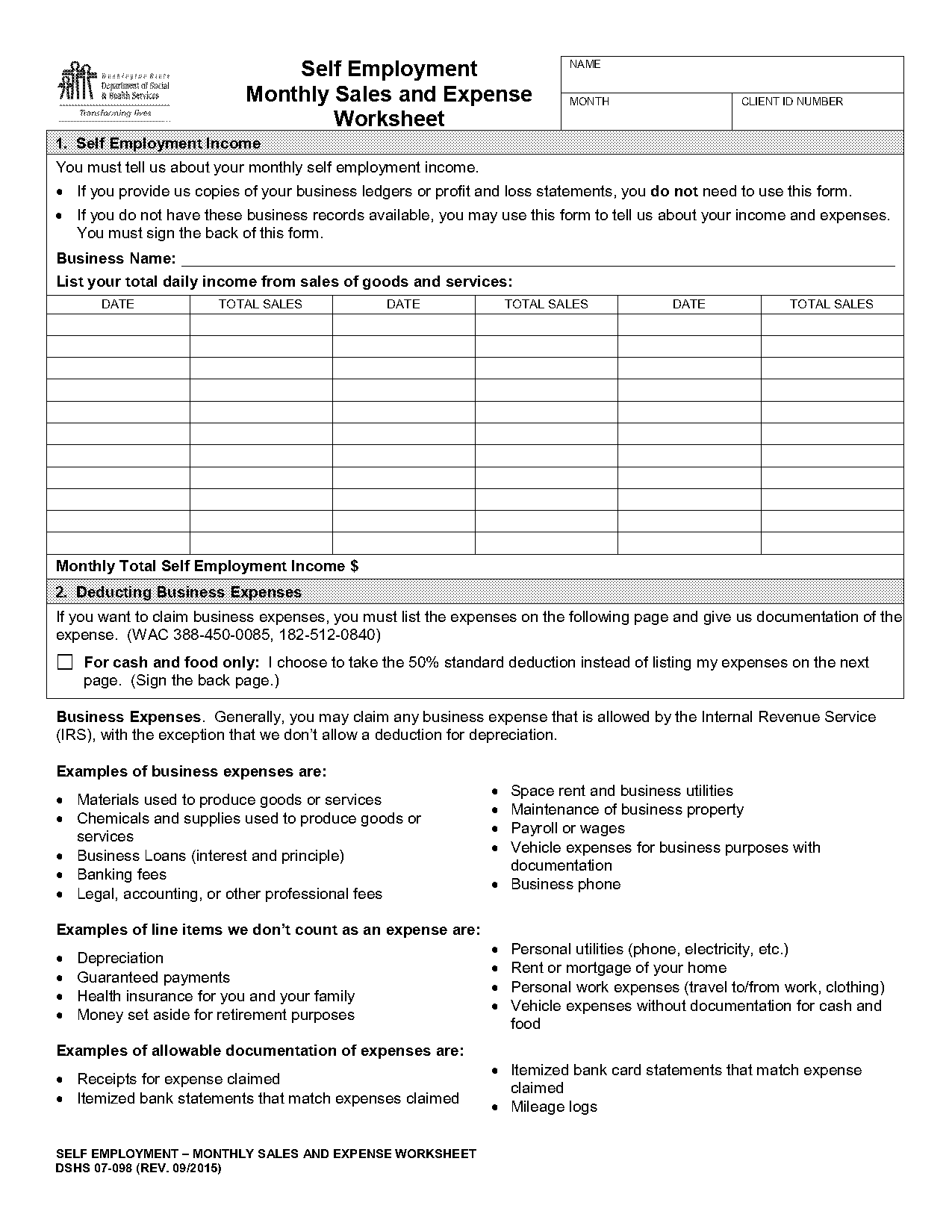 monthly expesnes worksheet pdf template