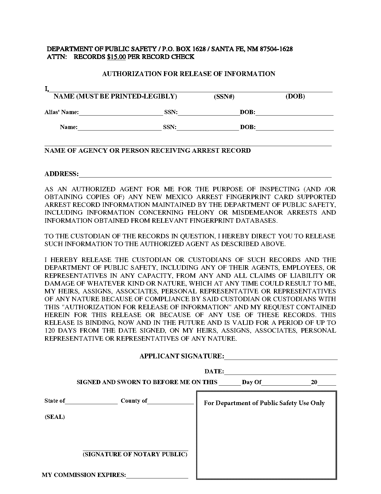 waiver of personal representative new mexico