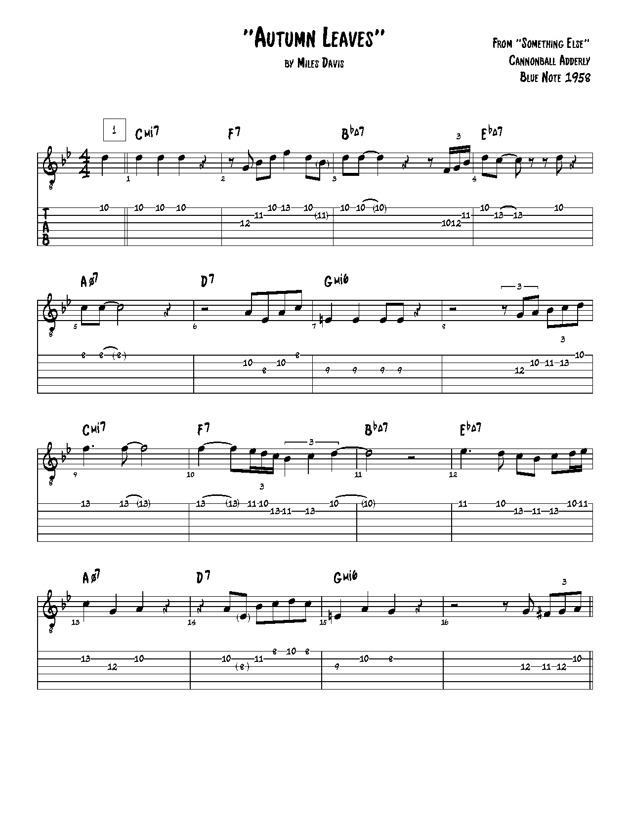 autumn leaves solo transcription