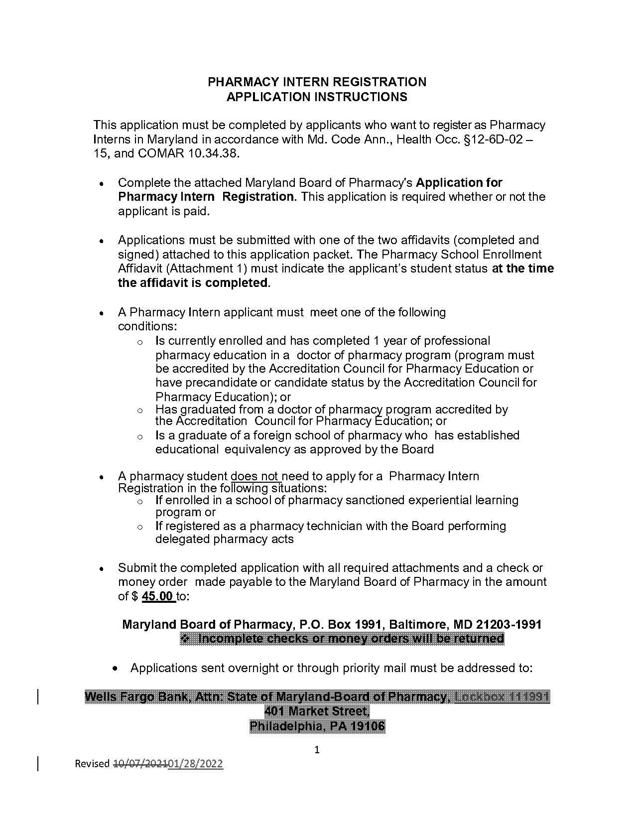 pharmacy intern license application